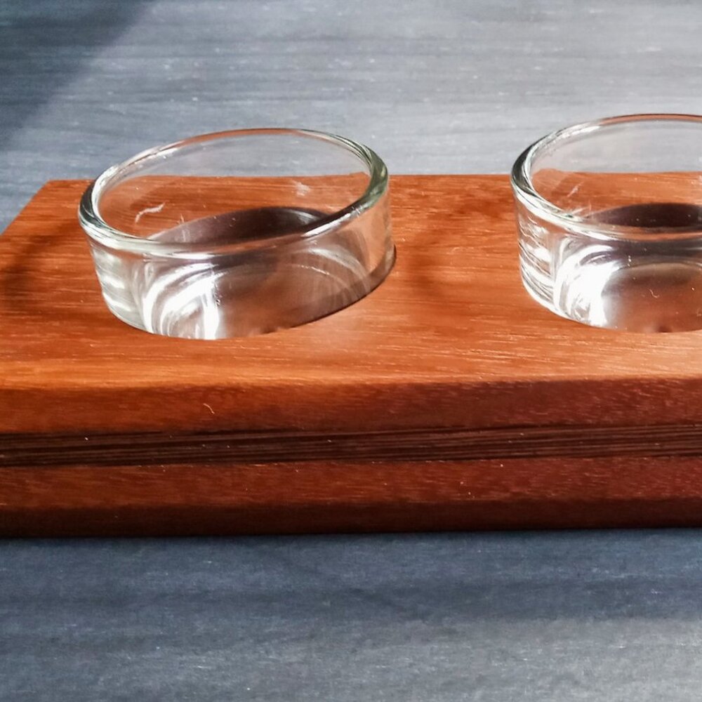 SOLD!!! -  Finely Crafted Handsome Handmade Walnut & Wenge Wood Tealight Holder - Picture 10 of 11